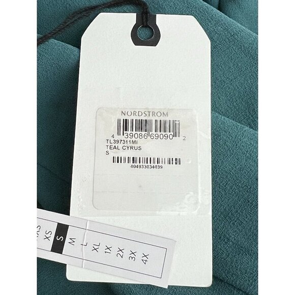 Leith Shift Dress Size S Teal Blue Boxy Pockets‎ V-Neck Woven Pleat Detail NWT - Picture 6 of 11